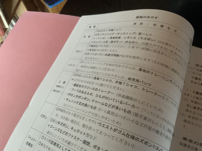 通園している保育園からはこのような詳しい案内が配布されました