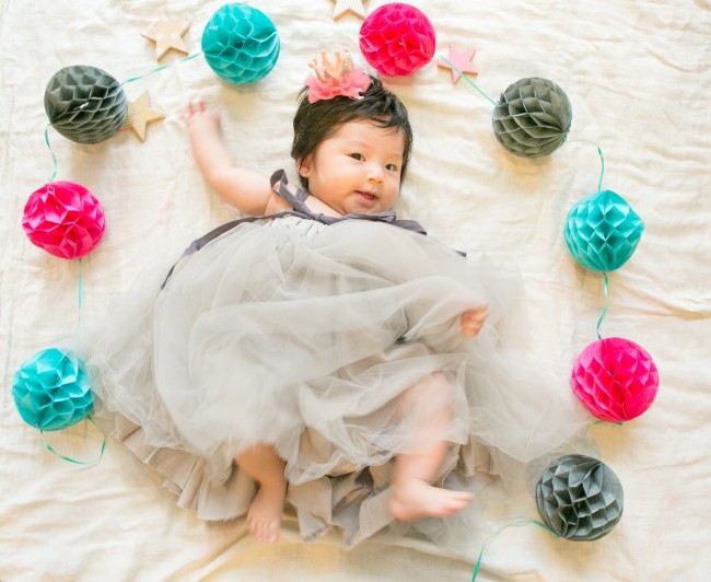 自宅でリラックス。デコレーションは、おしゃれなママさんたちのインスタなどを見て、自分で考えました♪