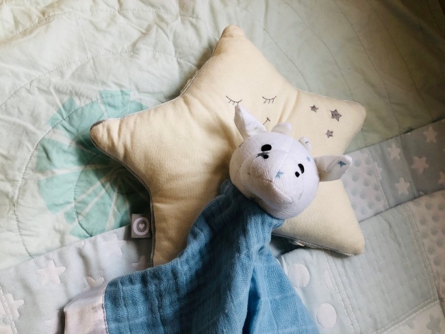 コドゥのピローと、おくるみの定番ブランド・エイデンの動物モチーフ付きマージーメイトラビーは、出産祝いの定番に!