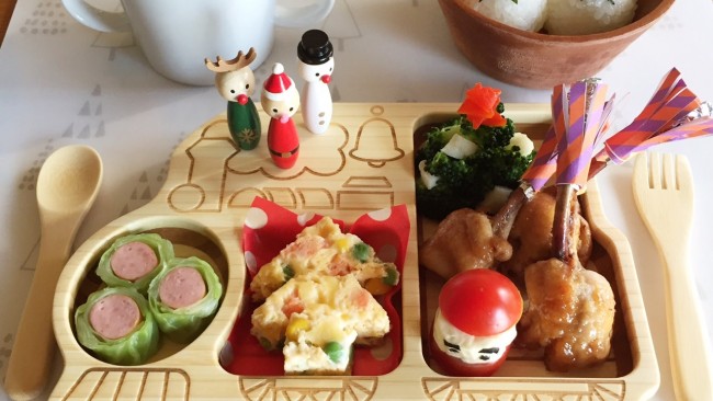親子で楽しむクリスマスごはん♡  チューリップチキンとツリーとサンタのご馳走プレート!
